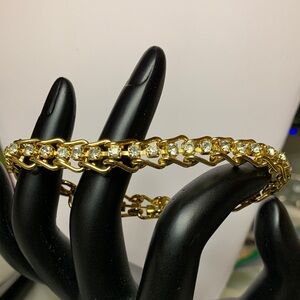 Very Elegant Gold Tone Rhinestone Bracelet